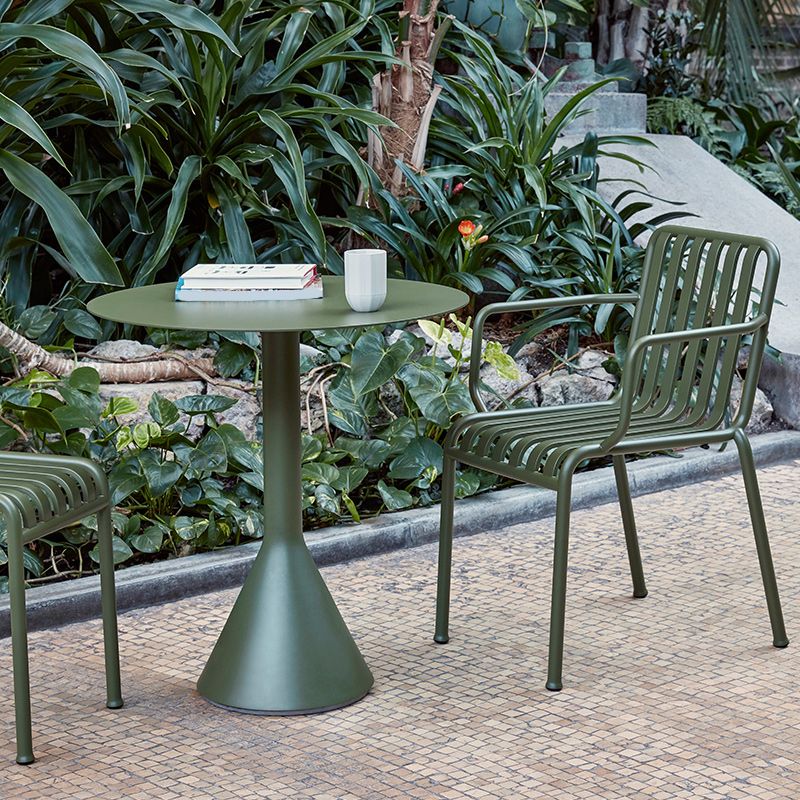 Industrial Style Patio Table Outdoor Green Metal Bistro Table