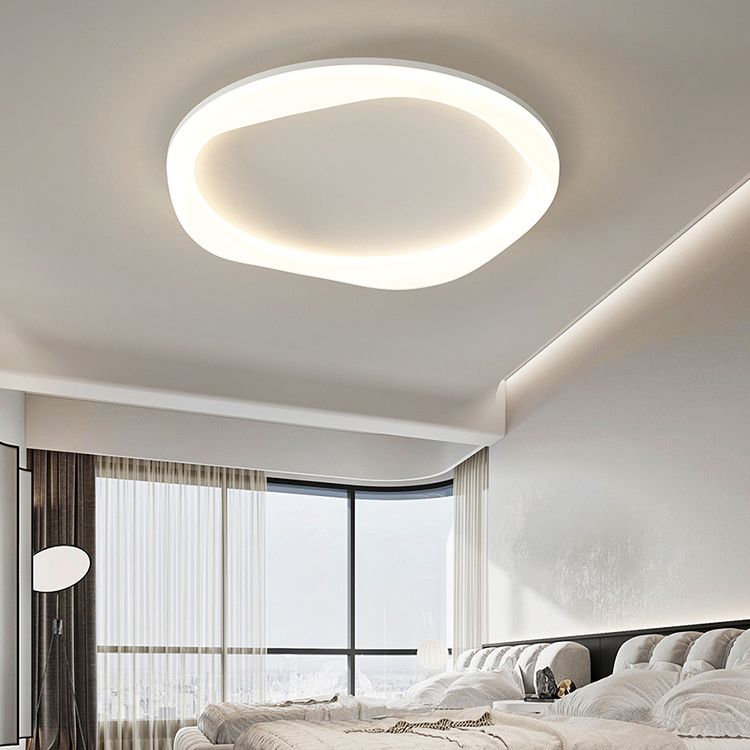 Ring Shape Flush Light Modern Style Metal 1 Light Flush Mount in White