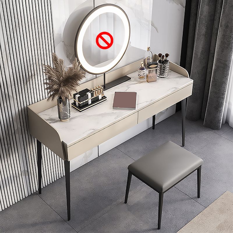 Bedroom Stone Make-up Vanity Desk 31.5"/39.37"/47.24" W, Black/Khaki Finish