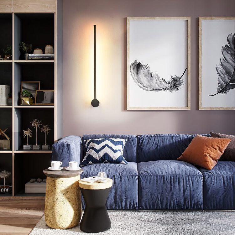 Aluminum Linear Black Wall Lamps 1-Light Minimalism Wall Mount Lamp for Bedroom