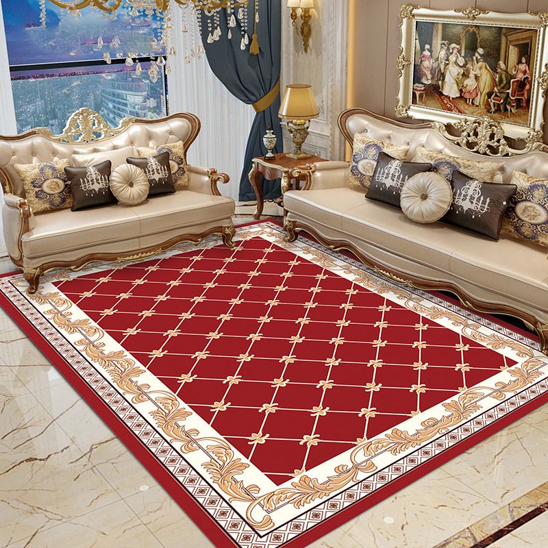 Navy Modern Rug Polyester Graphic Rug Non-Slip Backing Rug for Home Decoraion