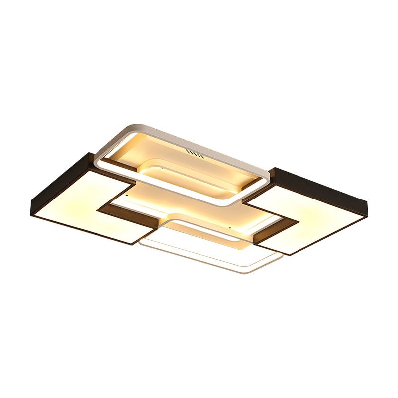 Lumière rectangulaire / carrée Lumière en métal contemporain DEL Black Ceiling Light Fixture for Living Room in Warm / White, 20.5 "/27" /31.5 " W