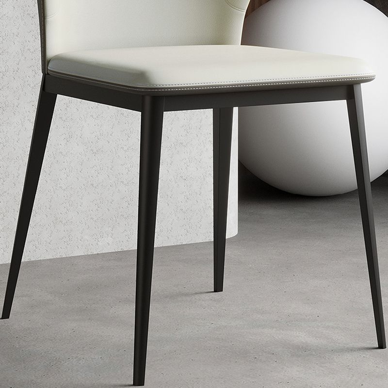 Industrial Armless Dining Chairs Black Metal Legs Wingback Side Chair