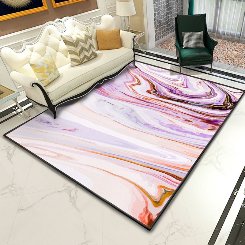 Modern Abstract Lava Print Rug Multi-Colored Modern Carpet Polypropylene Stain Resistant Non-Slip Backing Machine Washable Rug for Home