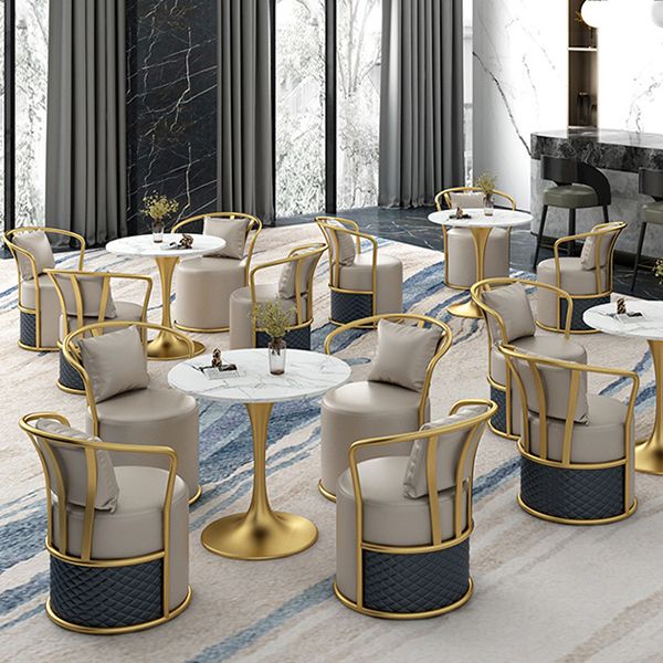 Glam Dinette Set for Home 1/2/4/5 Pieces Glossy White Stone Dining Table Set