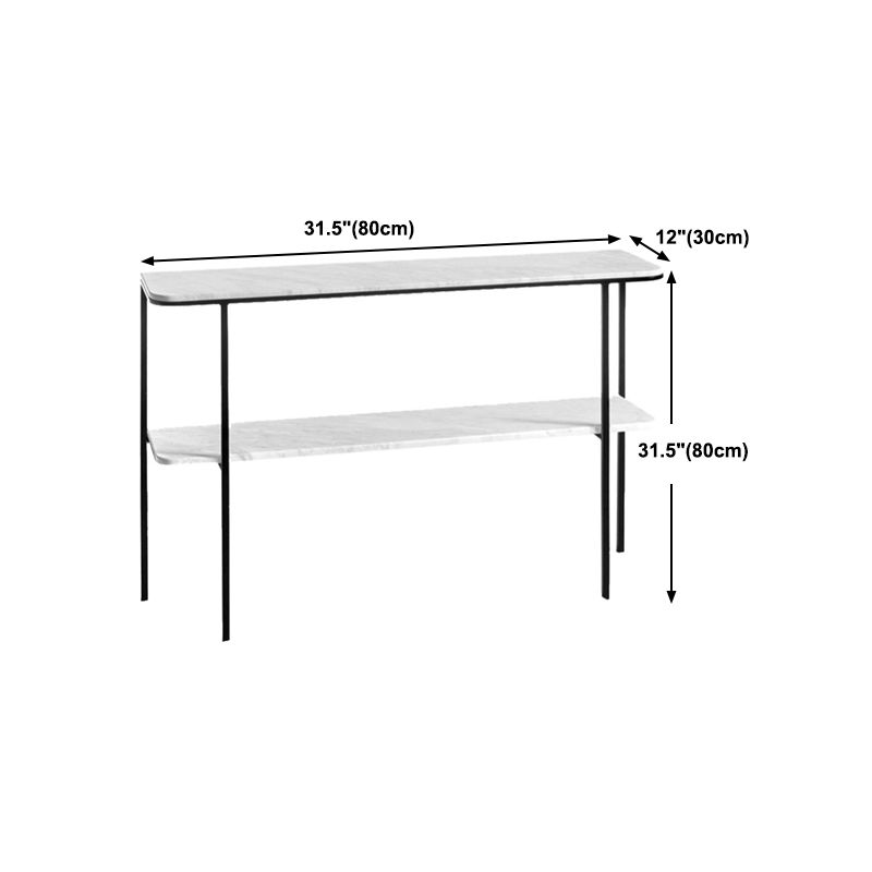 Modern Marble Console Table 12" W Rectangle 1-shelf Accent Table for Hall