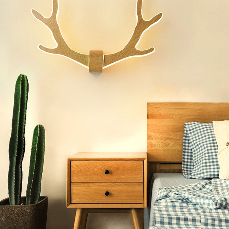 Wooden Antler Wall Sconce Lamp Nordic Style LED Wall Lighting Fixture for Corridor