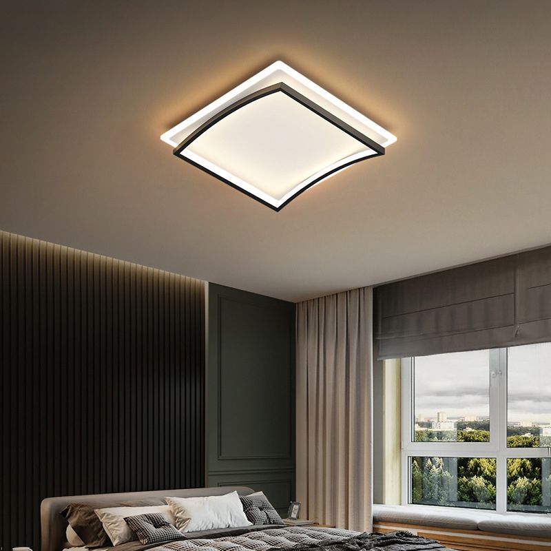 Creative Double Layer Geometric Ceiling Light Nordic Style Minimalism LED Flush Mount Lighting Fixture for Bedroom