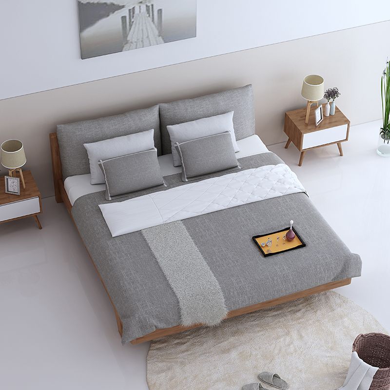 Contemporary Wood Panel Standard Bed with Rectangular Headboard