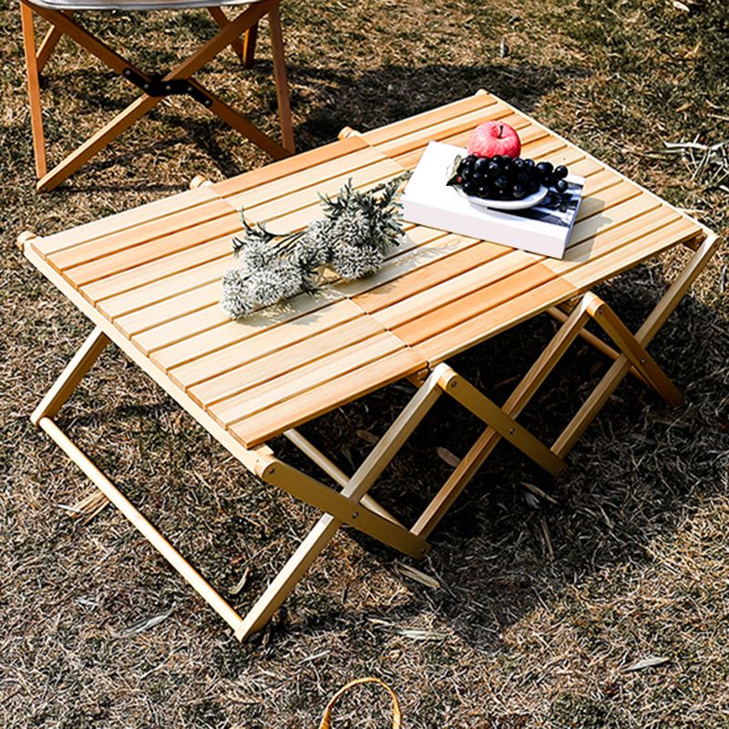 Modern Rectangle Foldable Camping Table Solid Wood Outdoor Table