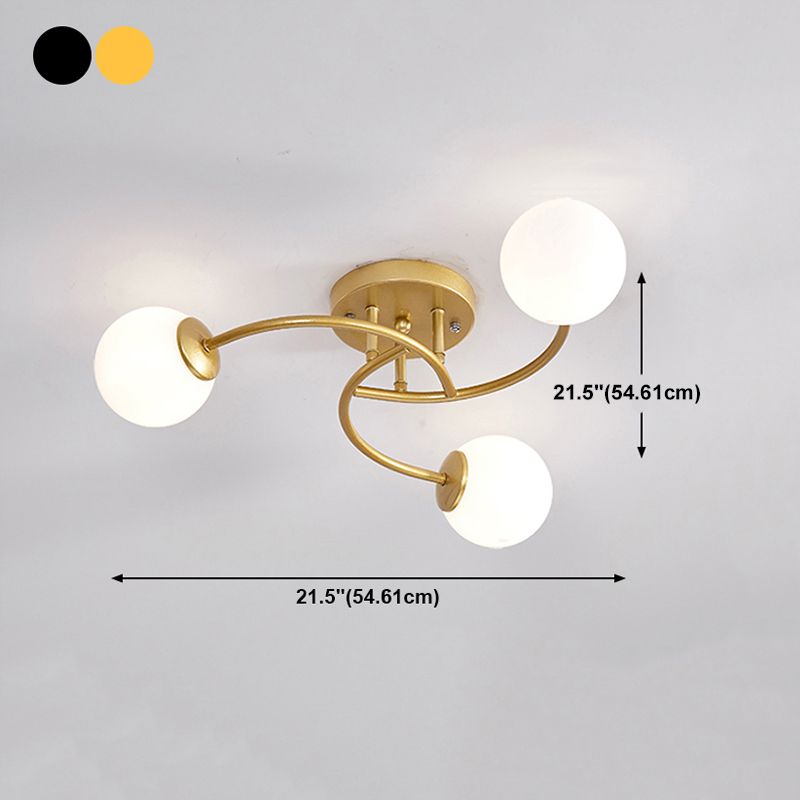 Simplicity Ball Shape Semi Flush Mount Lighting Glass Bedroom Semi Flush Ceiling Light