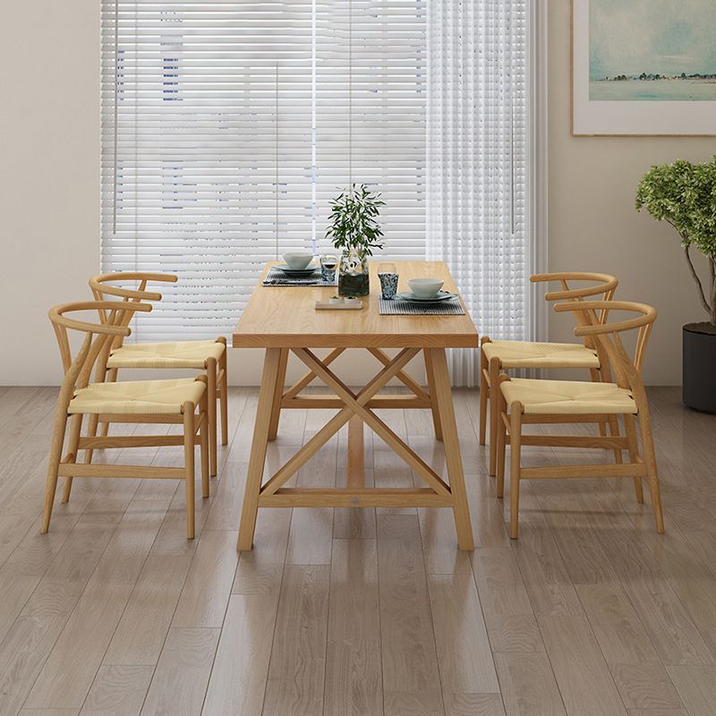 Modern Solid Wood Table and Bench Set 1/2/3/4/5 Pieces Rectangular Dining Set