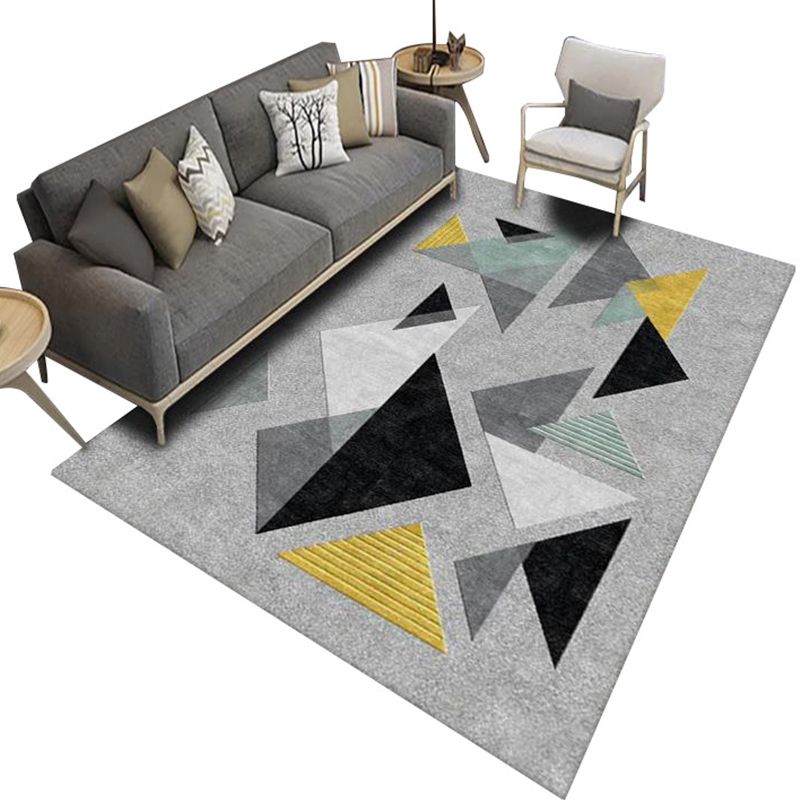 Chic Multicolor Modern Rug Polyester Geometric Color-Block Rug Anti-Slip Machine Washable Stain Resistant Rug for Living Room