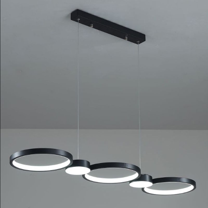 Black Linear LED Island Light in Modern Simplicity Aluminium Pendant Light with Acrylic Shade