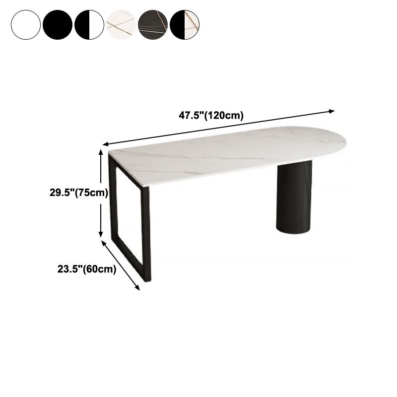 Free Form Sintered Stone Dining Table Modern Dining Table with Double Pedestal for Home