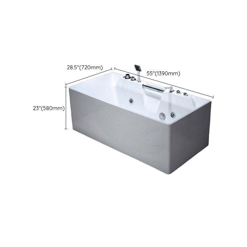 Modern Rectangular Bath Tub Bathroom Soaking with Center Drain Tub