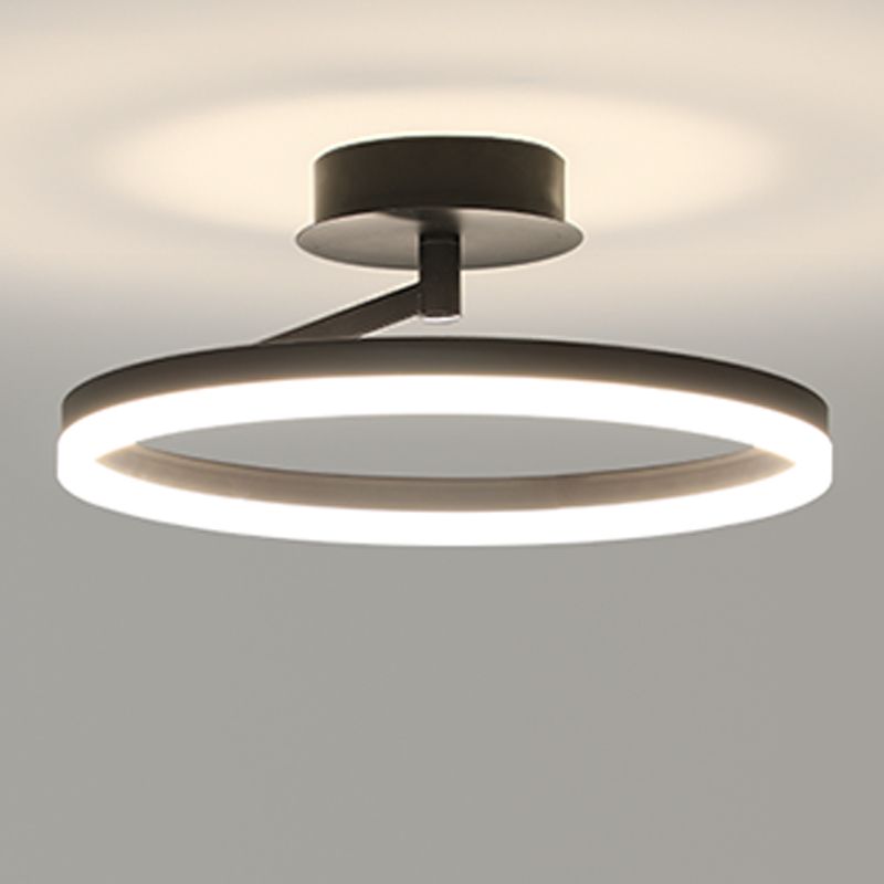 Circle Shape Ceiling Fixture Modern Style Metal 1 Light Ceiling Mounted Light
