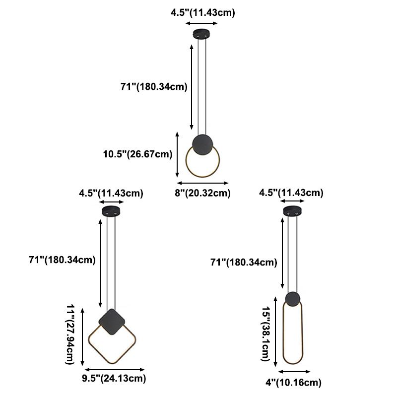 Rectangular/Oval/Circular Metal LED Modern Pendant for Living Room Bathroom Dinning Room