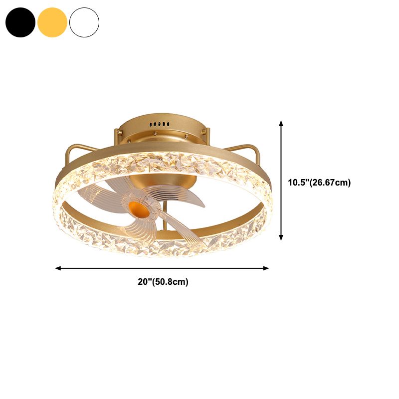 Metal Round Shape Ceiling Fans Light Modern 1-Light Ceiling Fan Light