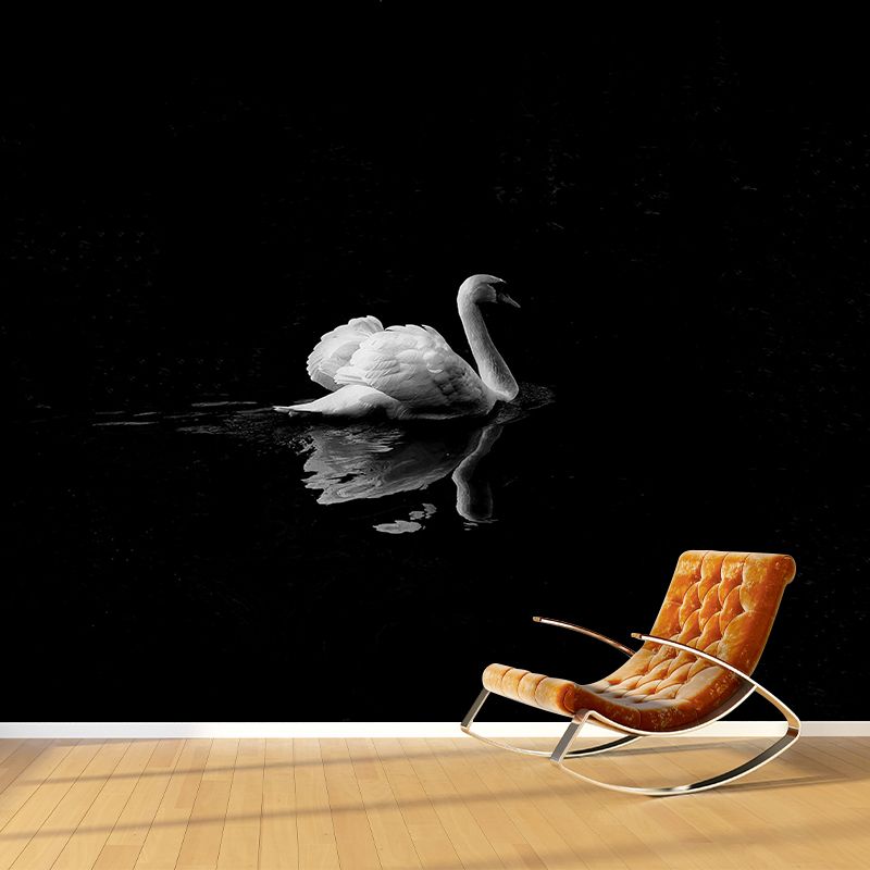Customized White Swan Wall Mural Contemporary Photography for Living Room