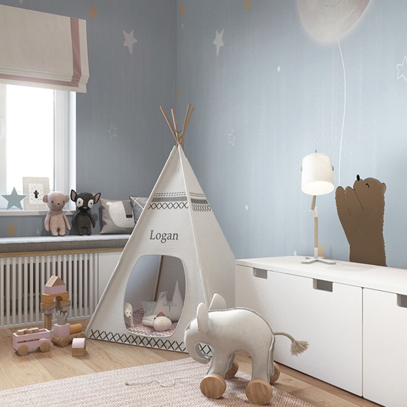 Cute Bear Wall Covering for Boy's Bedroom Cartoon Star Mural Wallpaper, Personalized Size Available