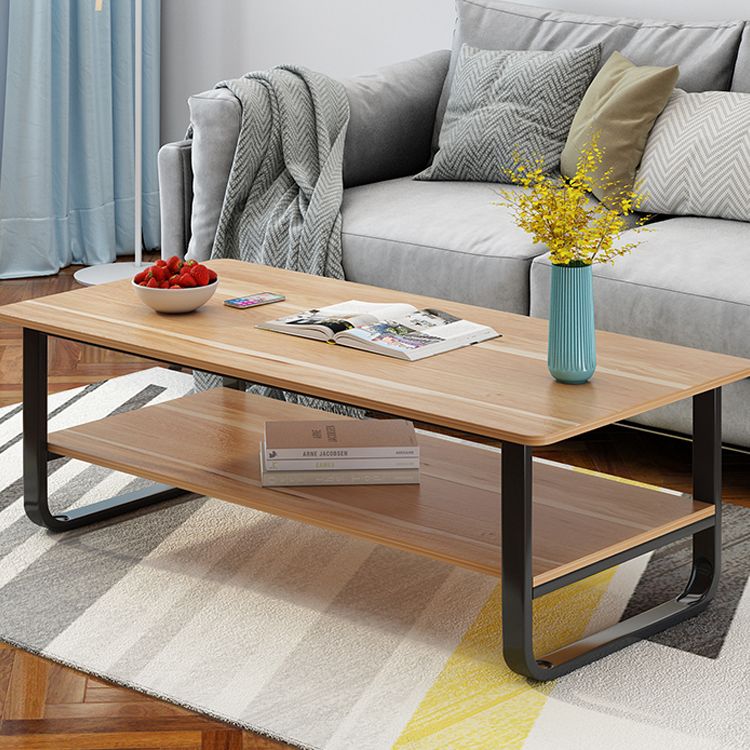 Modern Wood Rectangle Coffee Table White and Black Cocktail Table