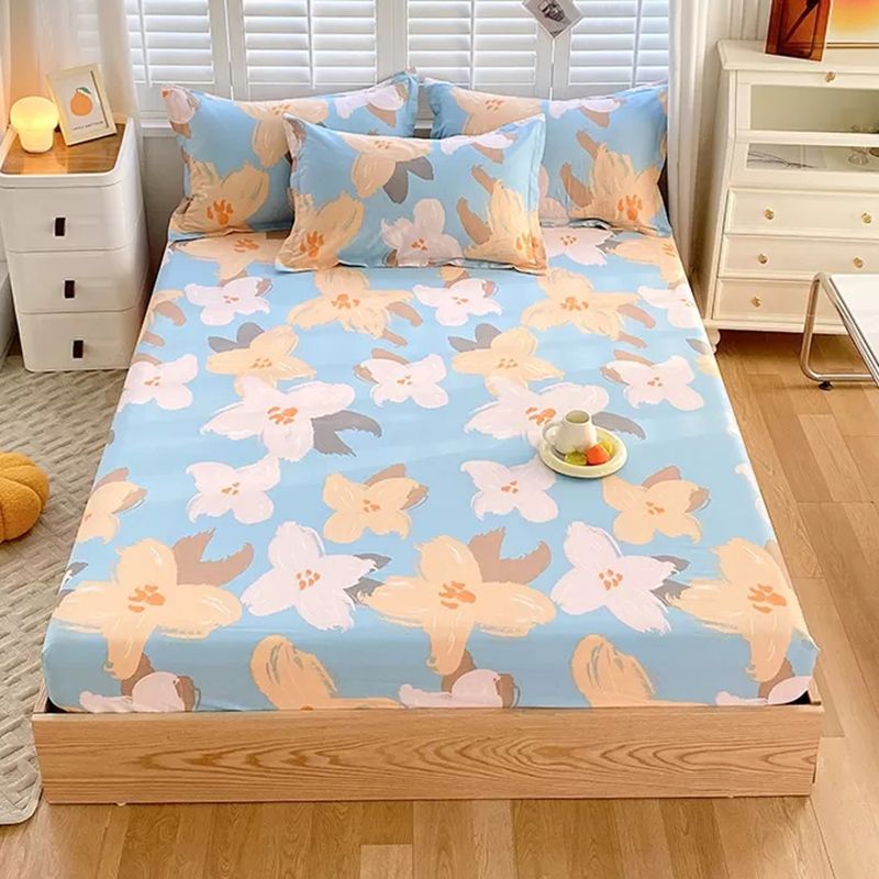 Cotton Fitted Sheet Single Piece Home Bedroom Simple Bed Sheet