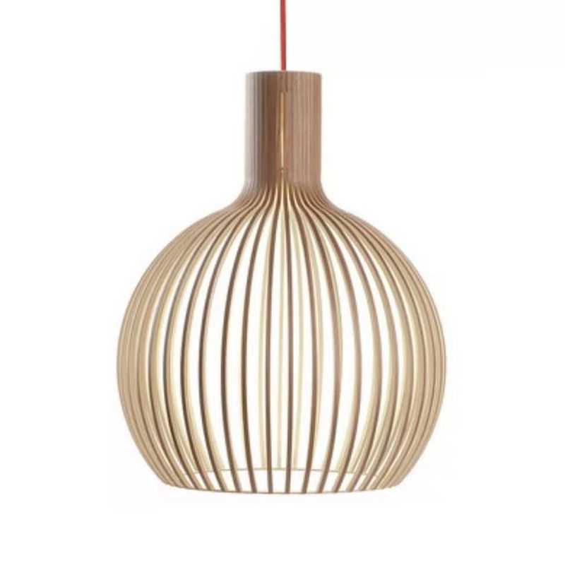 Wood Geometric Shape Pendant Light Modern Style 1 Light Pendant for Living Room