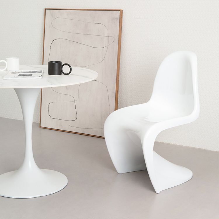 Scandinavian Style Plastic Chair Set Dining Room Solid Back Side Chairs