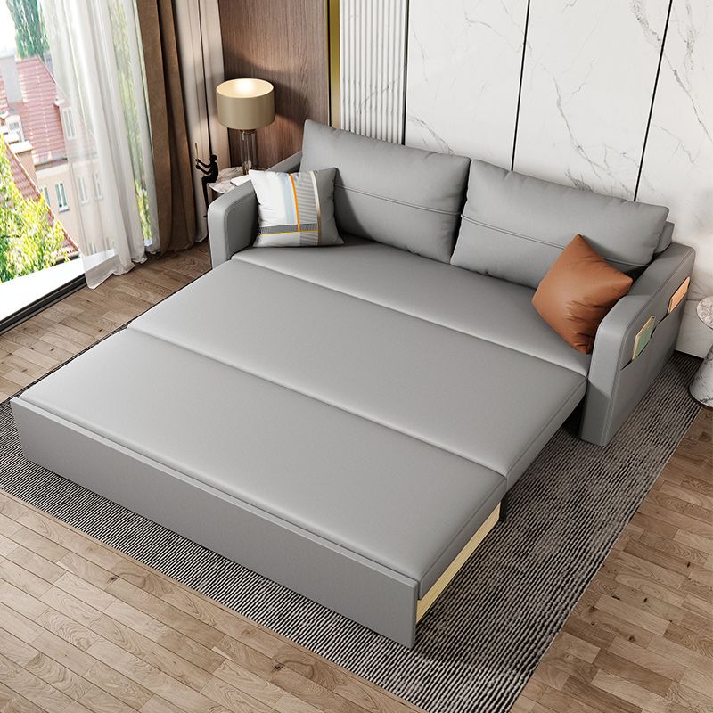 Square Arm Sofa Futon Foldable Pillow Included Futon Sofa Bed