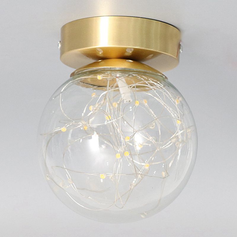 Plafonnier en forme de boule, style moderne et simple, en verre, 1 lumière, montage encastré, pour allée de balcon
