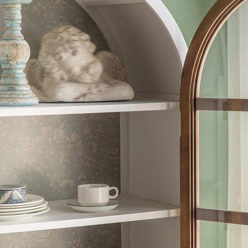 Traditional Wood Cabinet Multi-shelf Buffet Cabinet with Door for Living Room