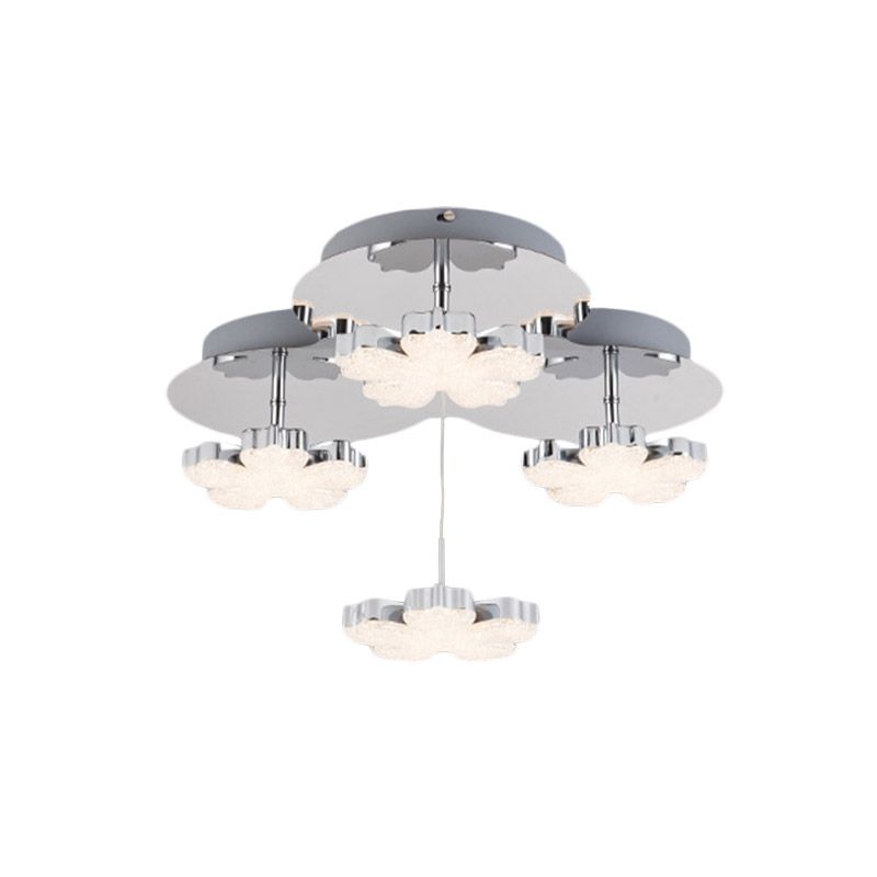 Chrome Petal Semi-Mount Lighting Modern Crystal LED CHAMBRE FUSH PLADIER LIGNER