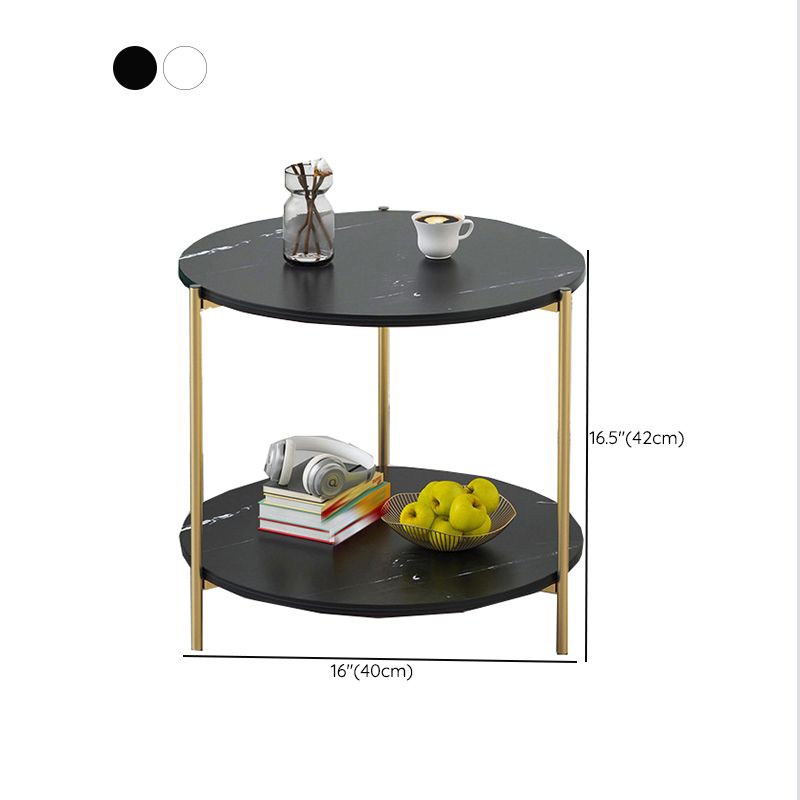 1 Shelf Stone Top Nightstand Glam Open Storage Night Table ,16.5 Tall