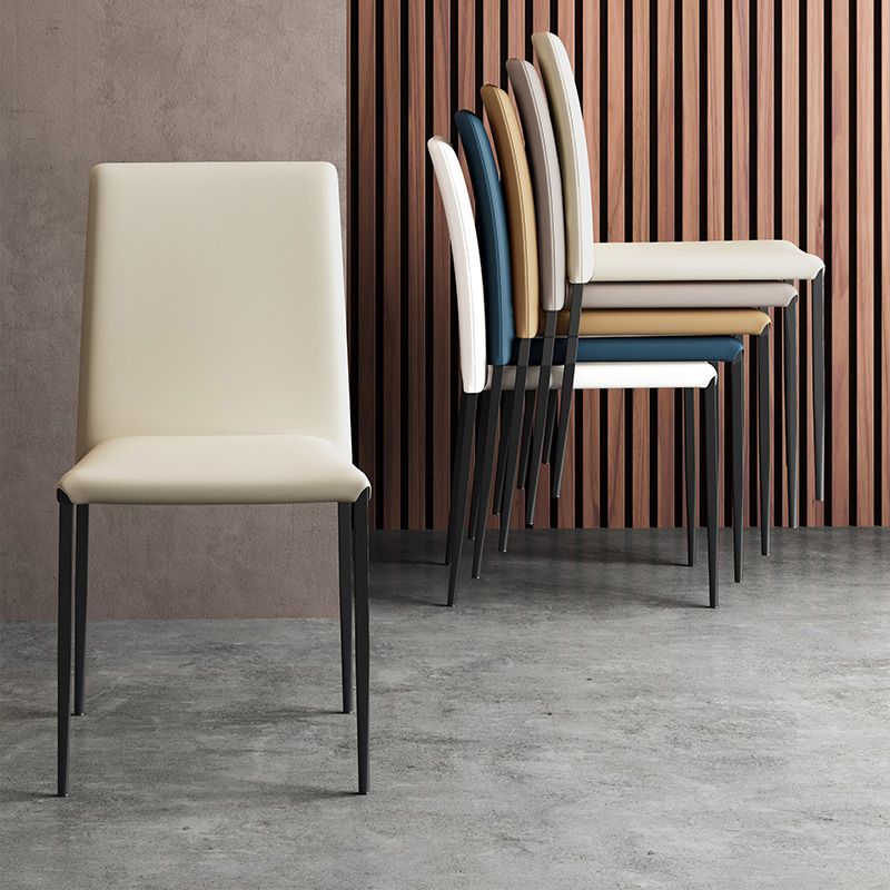 Silla de comedor de estilo moderno, sillas laterales sin brazos con patas de metal para cocina