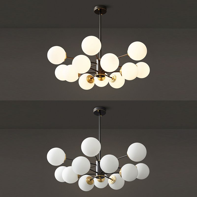 Forme sphérique en verre Sanging Chandelier Modern Style Multi Light Hanging Mount Fixture