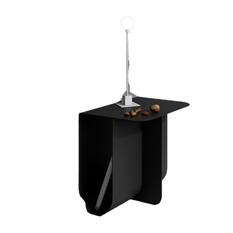 Metal Rectangle Top Side Table 14.96" Tall Abstract Base End Table with Storage