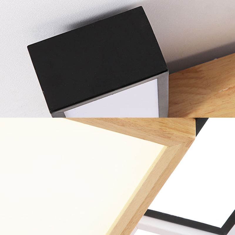 Luz cuadrada y rectangular para baño, montaje empotrado, acrílico, estilo moderno, 20,5 "/24,5" de ancho, LED, negro/blanco, accesorio de techo