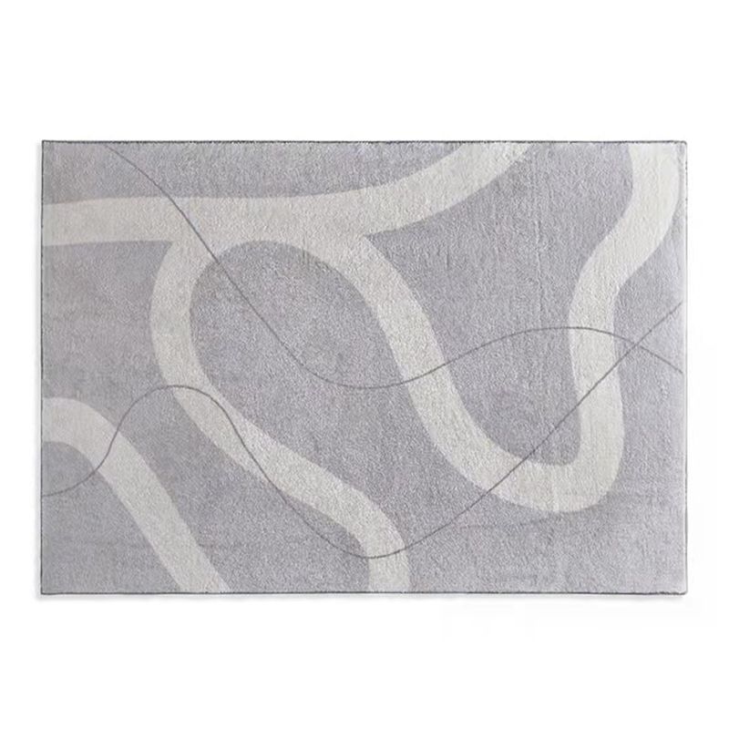 Light Yellow Irregular Line Rug Polyester Simple Rug Washable Rug for Living Room