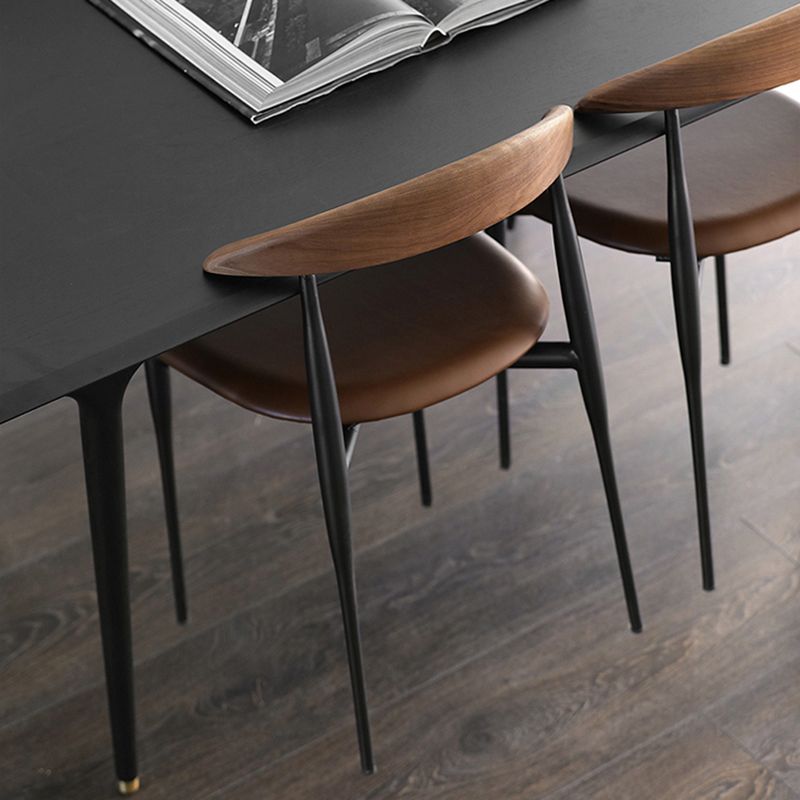 Modern Style Faux Leather Chair Open Back Stackable Dining Chair