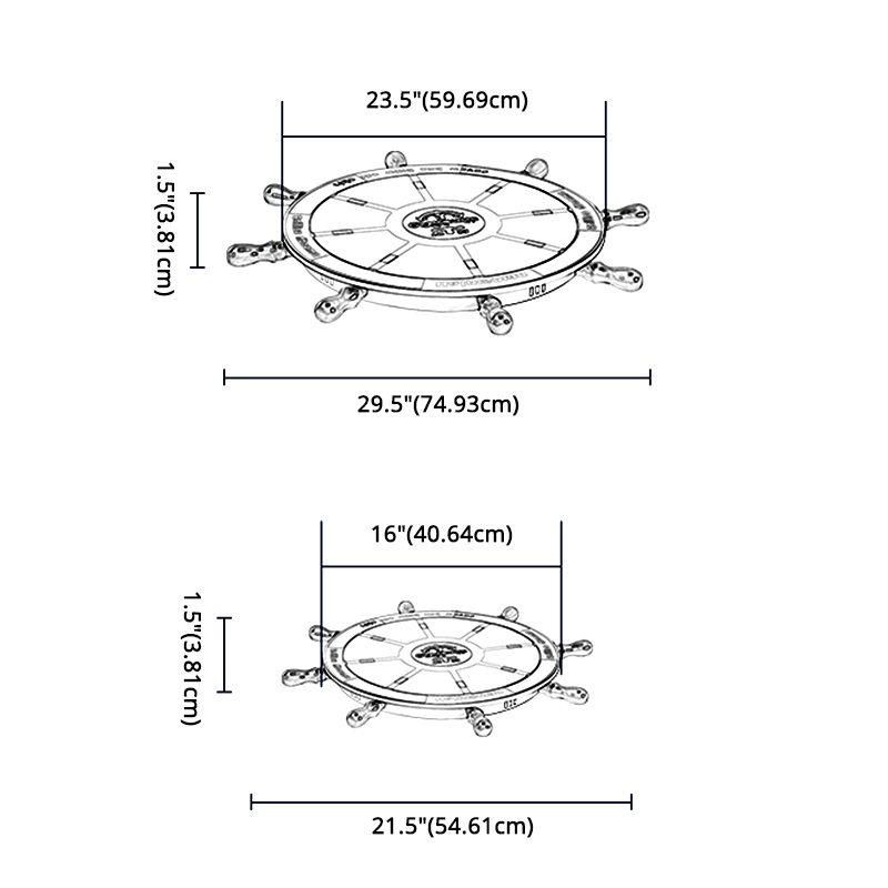 Méditerranée Rudder Ceiling Light Fixture Metal Boys Bedroom LED Ceiling Flush Mount in Blue