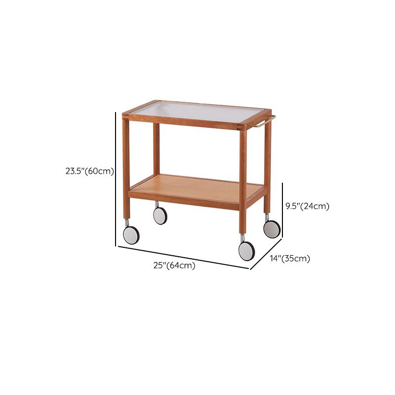 25.2" Wide Rectangular Glass End Slide Table Brown Cherry Side Table with Storage