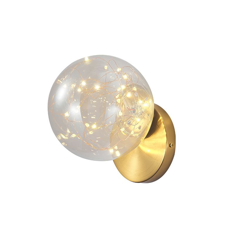 Transparent Glass Orb Mini Wall Lamp Nordic Style Creative LED Light Strings Bedside Light
