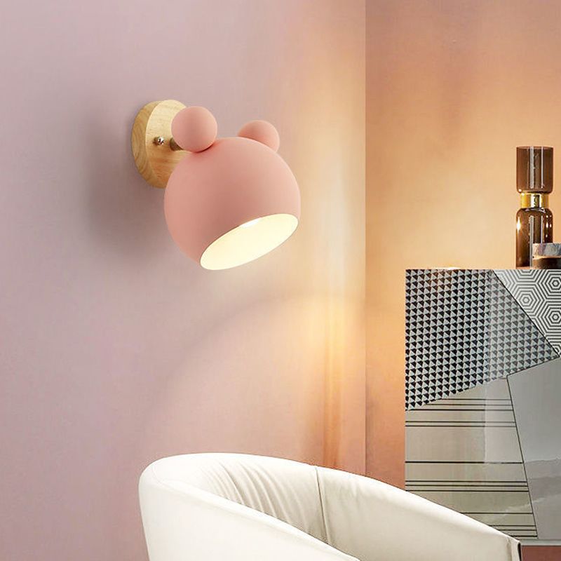 Children Wall Light Flush Mount Polish Finish Wood Lighting for Foyer
