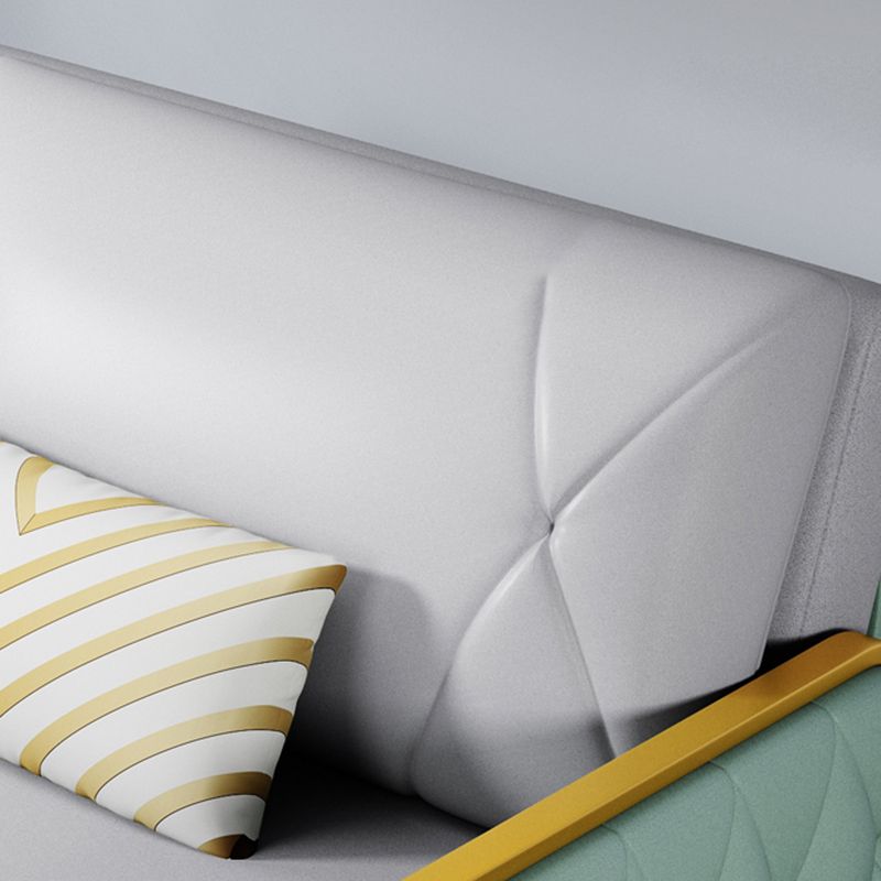 Square Arms Sofa Bed Bonded Leather Glam Foldable Pillow Back Sleeper Sofa