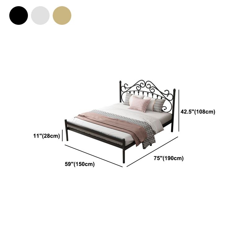 Glam Metal Open-Frame Bed with Camelback Headboard and Footboard