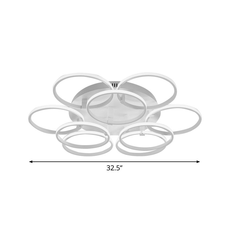 Multi Ring Semi Flush Light Minimalist Acrylic 3/9/12 Lights White Semi Flush Ceiling Light for Living Room
