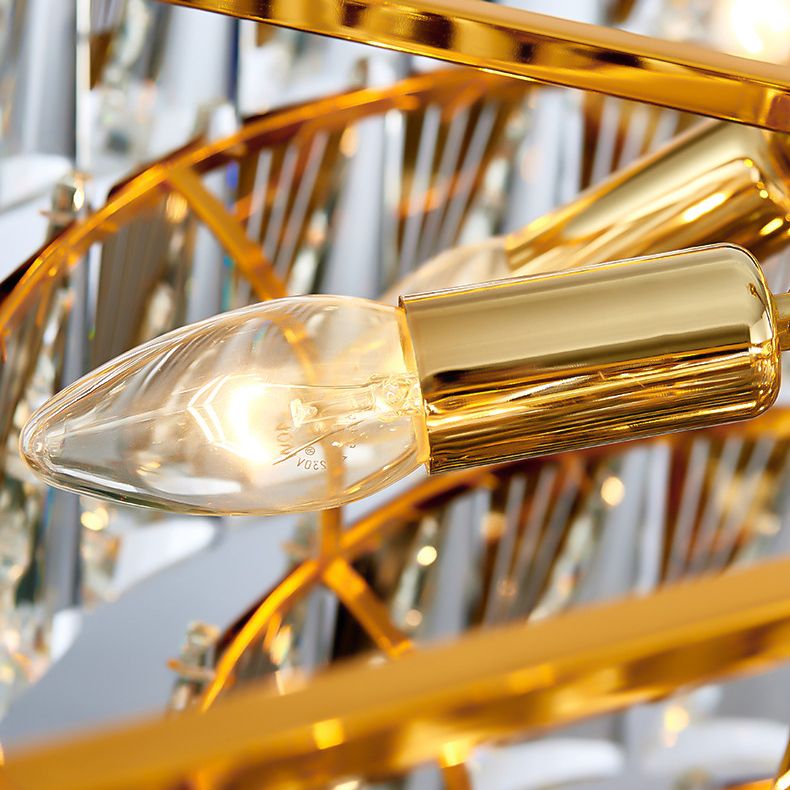 Modern Lighting Chandelier Geometric Island Lamps Crystal 10 Light Island Lights in Gold Finish