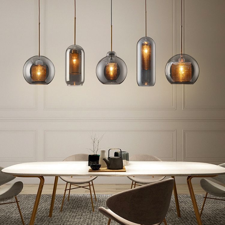 1-Licht-Glas-HABE-Beleuchtungsbehandlung Minimalismus Anhänger Lichtkit für Esszimmer