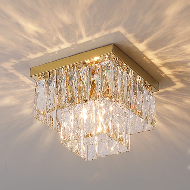 Moderne plafondlamp met eenvoudige geometrie, roestvrij staal, inbouw voor gang